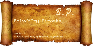 Bolváry Piroska névjegykártya
